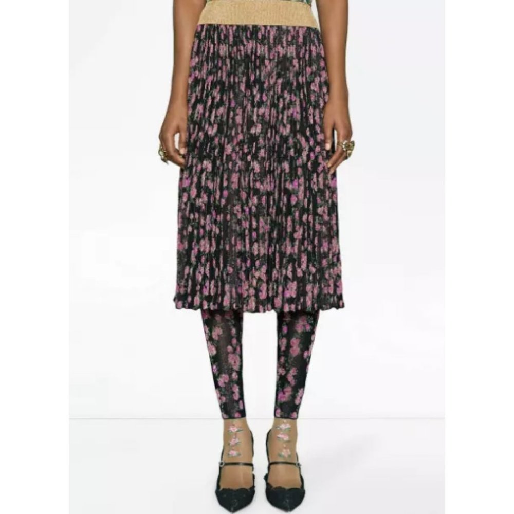 Gucci Lurex Floral Jacquard Pleated skirt